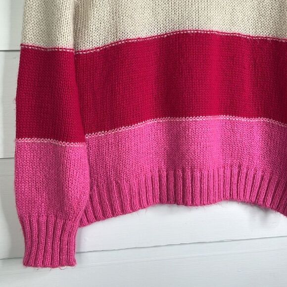 Wooden Ships Cameron Over Sized Pink Striped Knit Sweater Size Small/Medium - Picture 5 of 10
